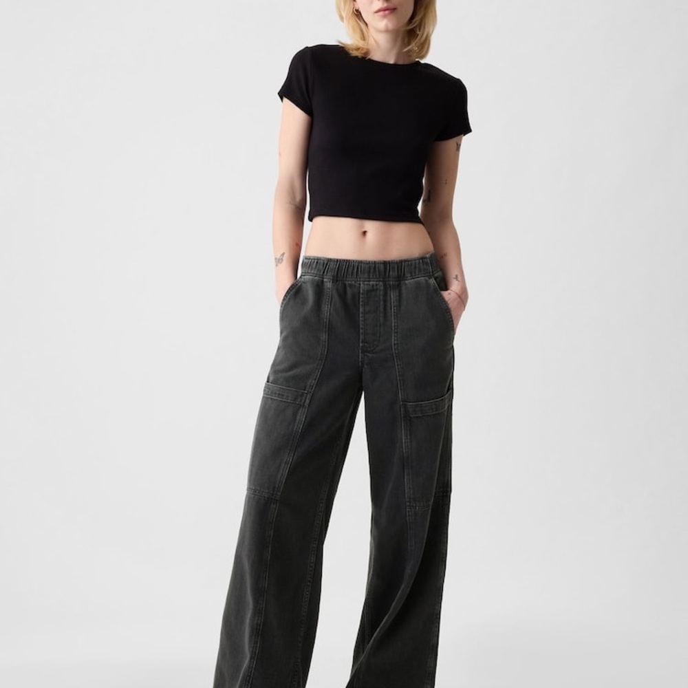 GAP Gray High-Rise Wide-Leg Denim